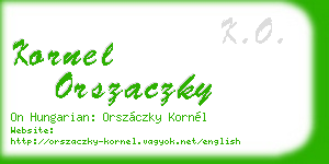 kornel orszaczky business card