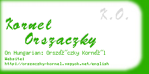 kornel orszaczky business card